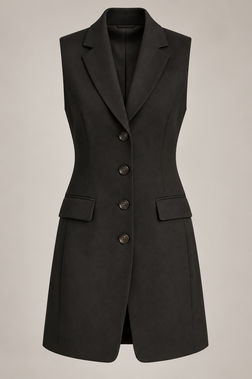 Longline Tailored Waistcoat in Ink black — Front
