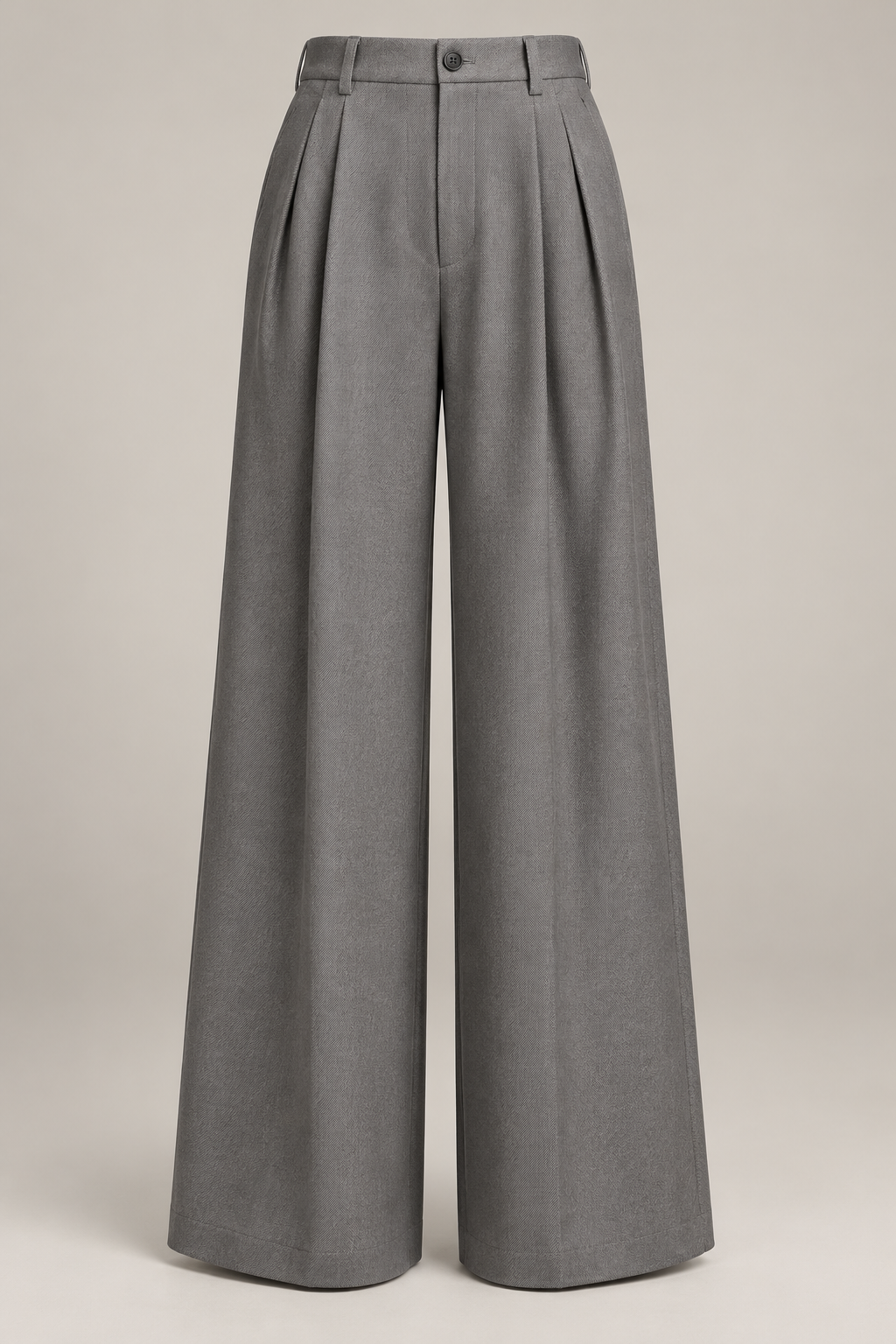 Pleated Wide-Leg Trouser in Dove grey — Front