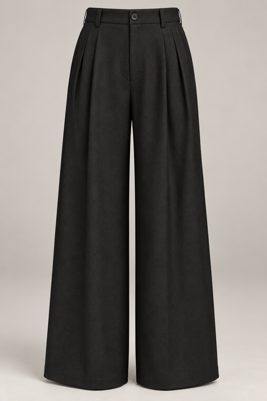 Pleated Wide-Leg Trouser in Ink black — Front