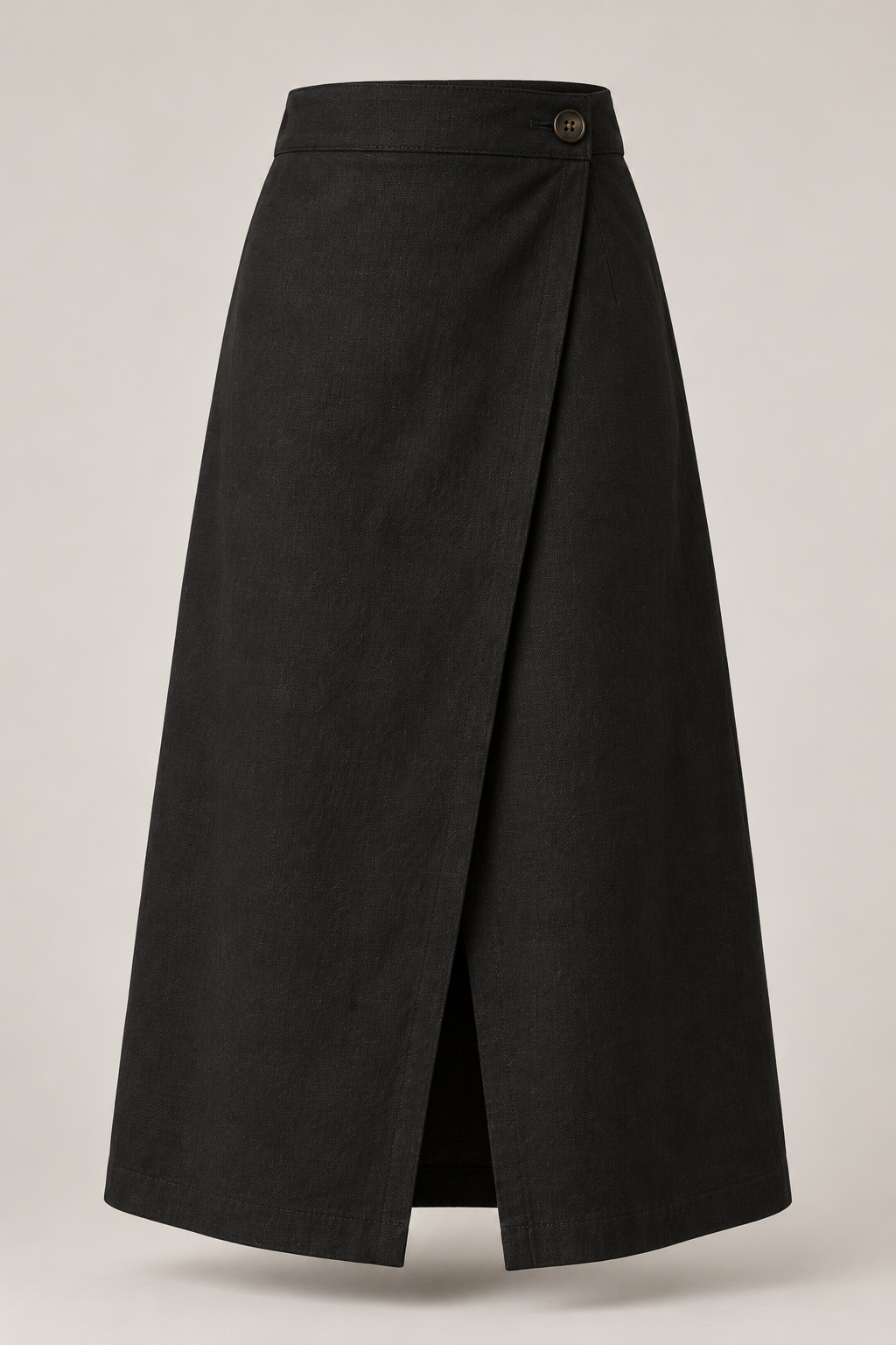 Wrap Midi Skirt in Ink black — Front