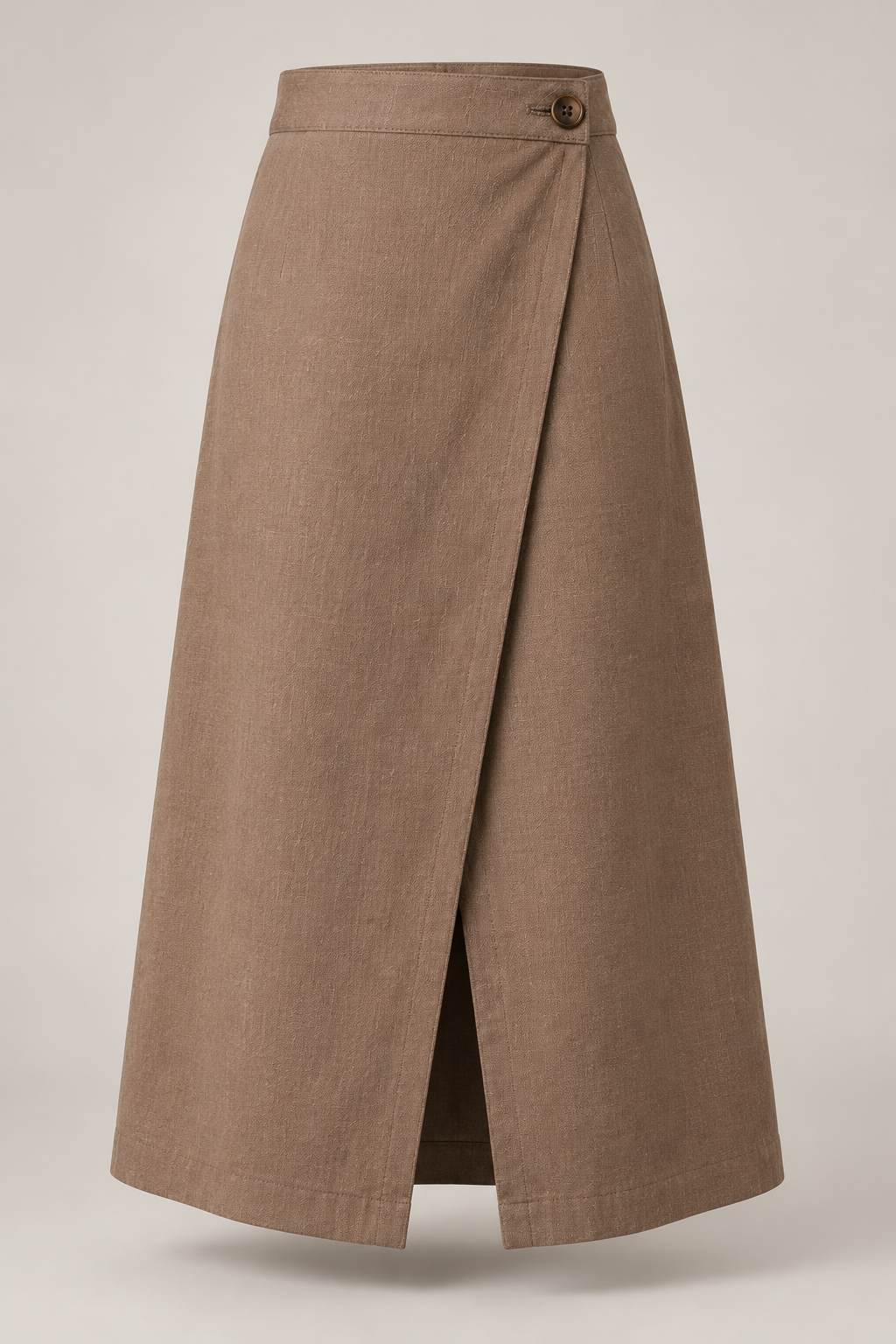 Wrap Midi Skirt in Warm taupe — Front