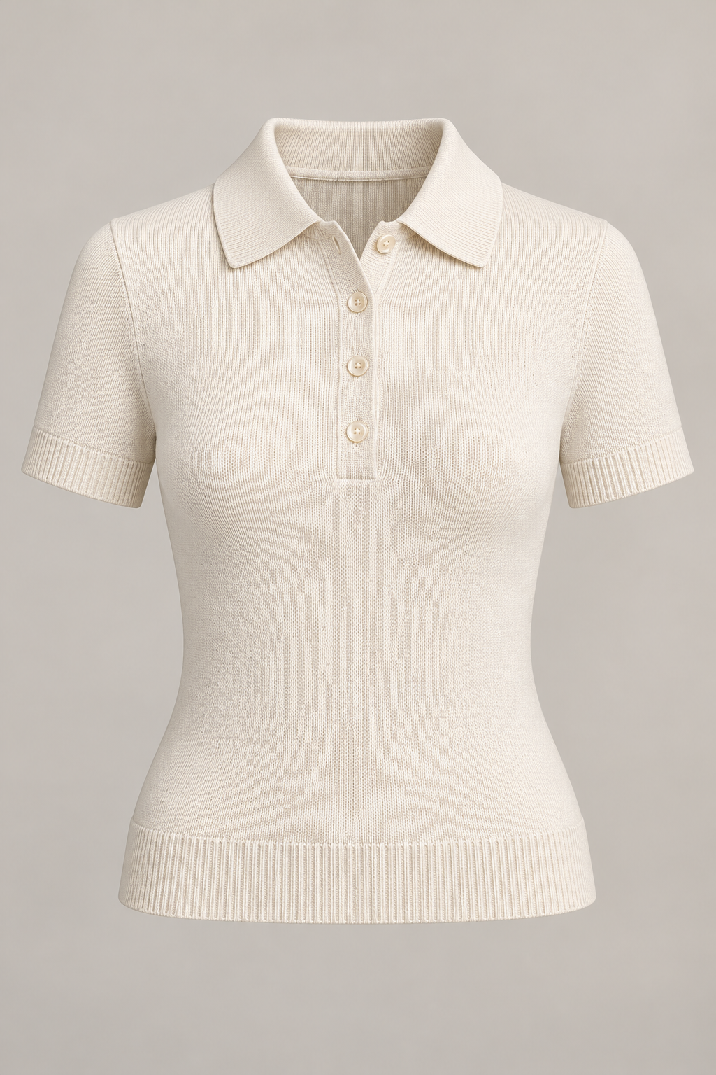 Compact Knit Polo in Chalk — Front