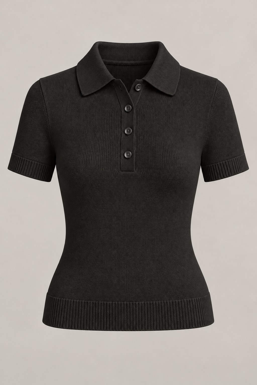 Compact Knit Polo in Ink black — Front