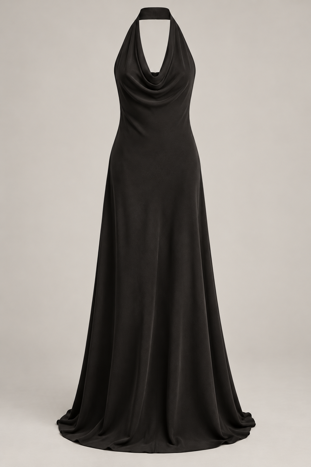 Draped Halter Maxi in Ink black — Front