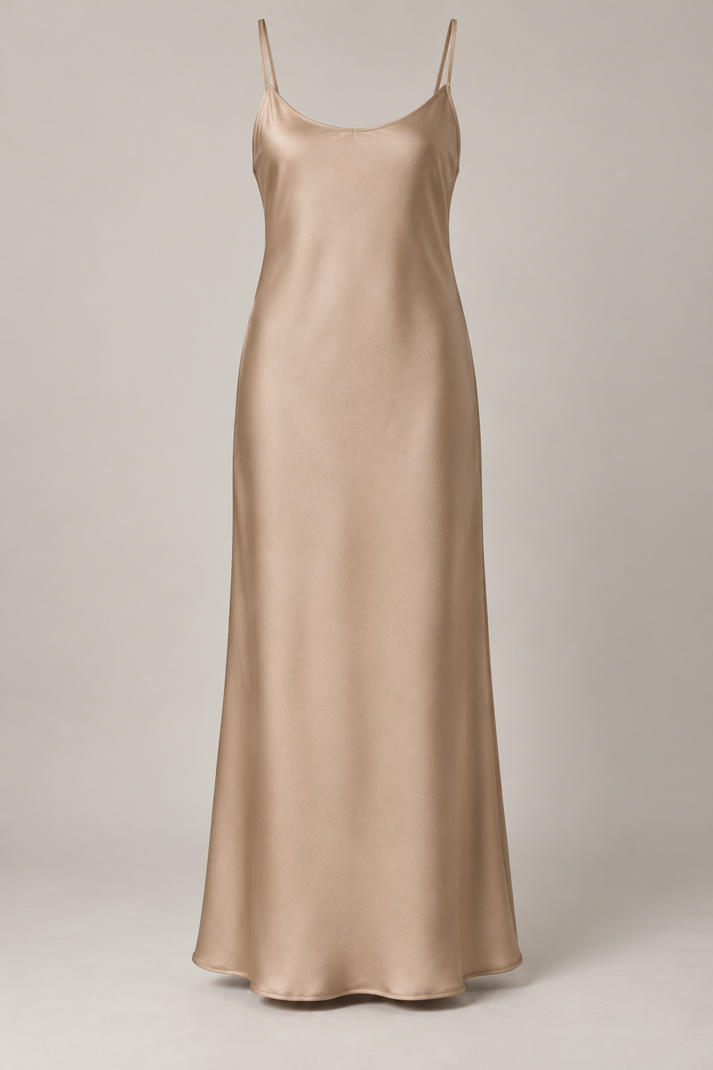 Column Slip Dress in Champagne — Front