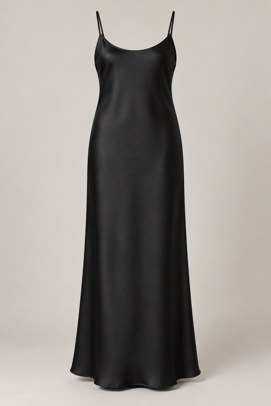 Column Slip Dress in Ink black — Front