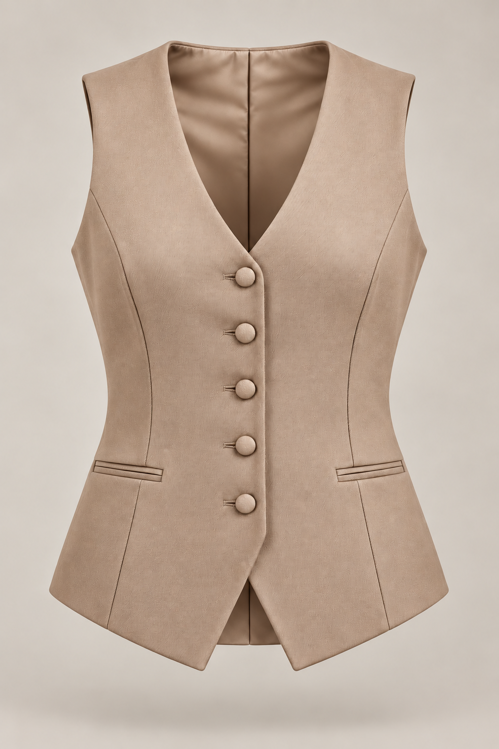 Evening Tailored Waistcoat in Champagne — Front