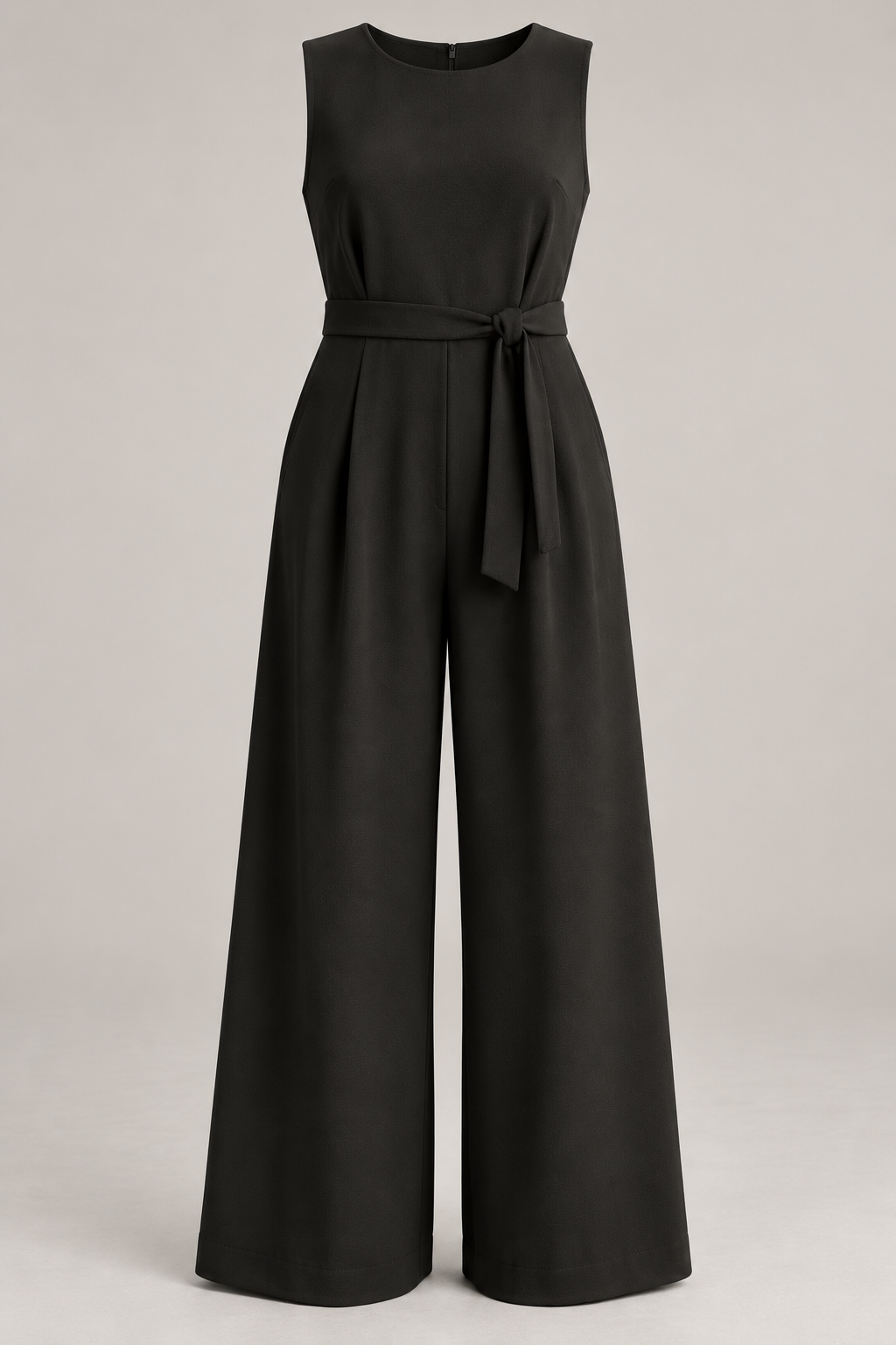 Soft Crepe Jumpsuit in Ink black — Front