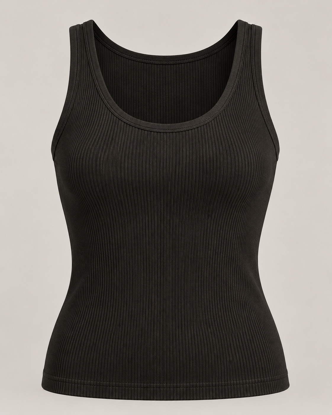 Fine Rib Tank in Ink black — Front