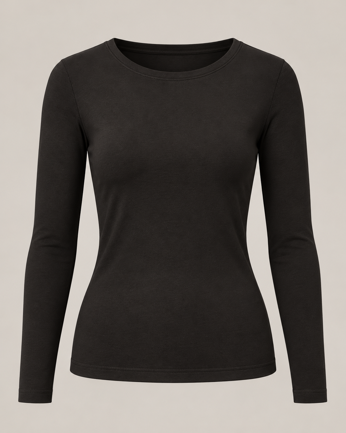 Compact Jersey Long Sleeve in Ink black — Front