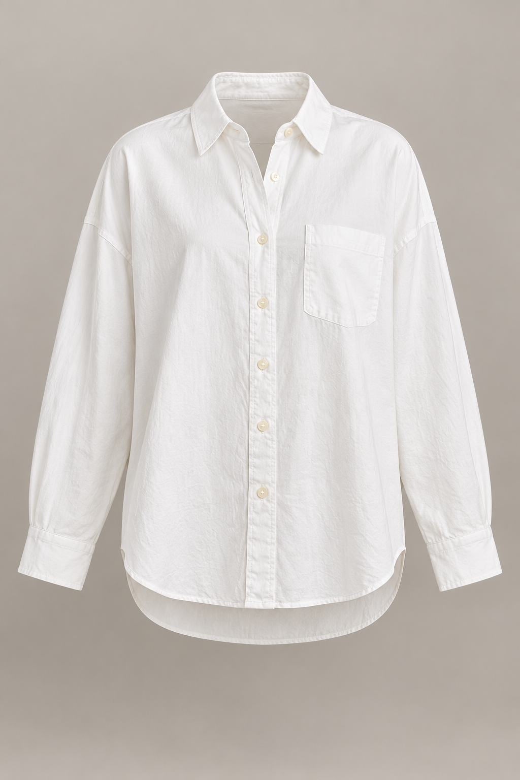 Easy Cotton Shirt in White — Front