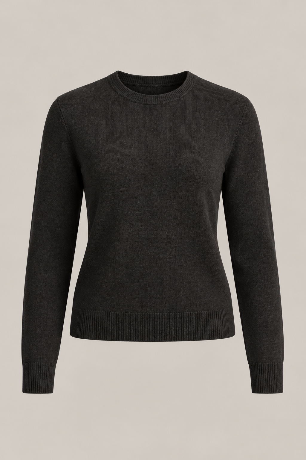 Fine Gauge Crew in Ink black — Front
