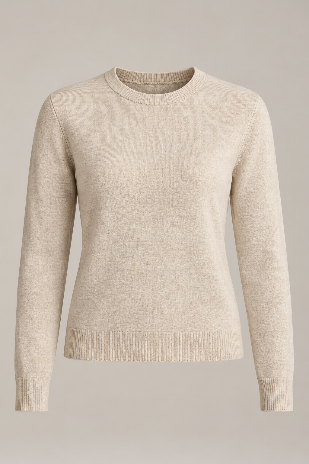 Fine Gauge Crew in Oatmeal — Front