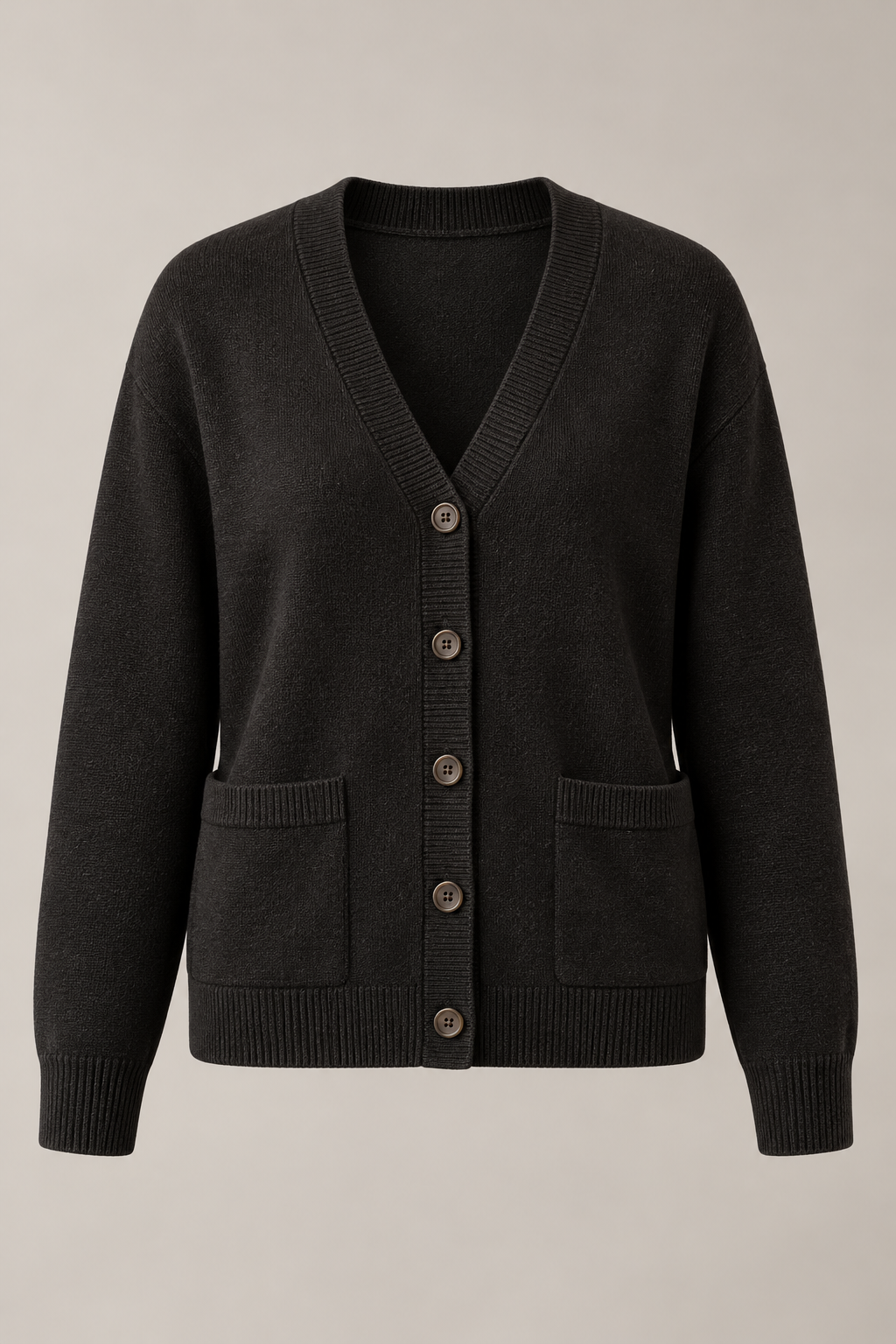 Soft V Cardigan in Ink black — Front