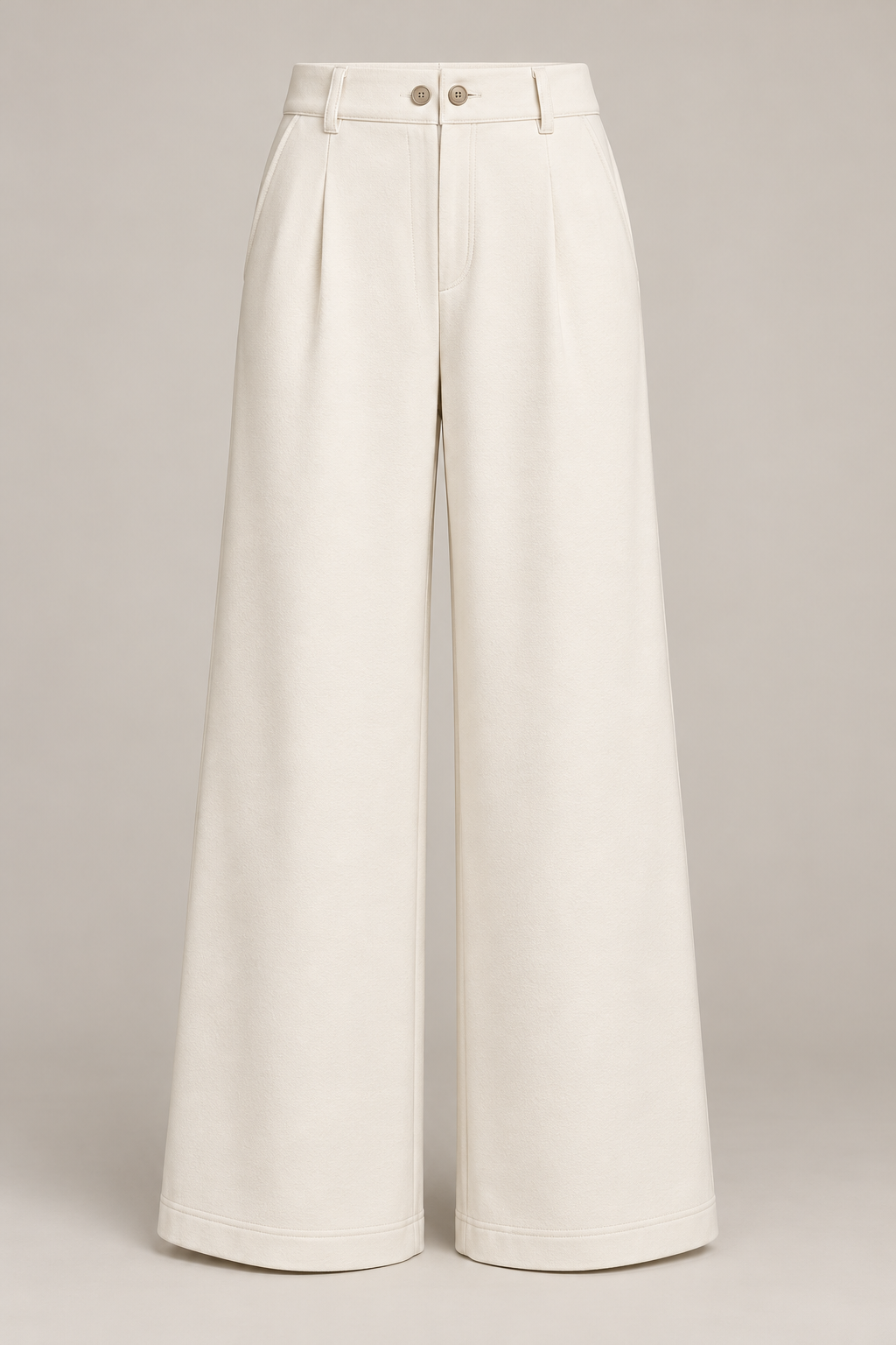 Wide Jersey Trouser in Chalk — Front