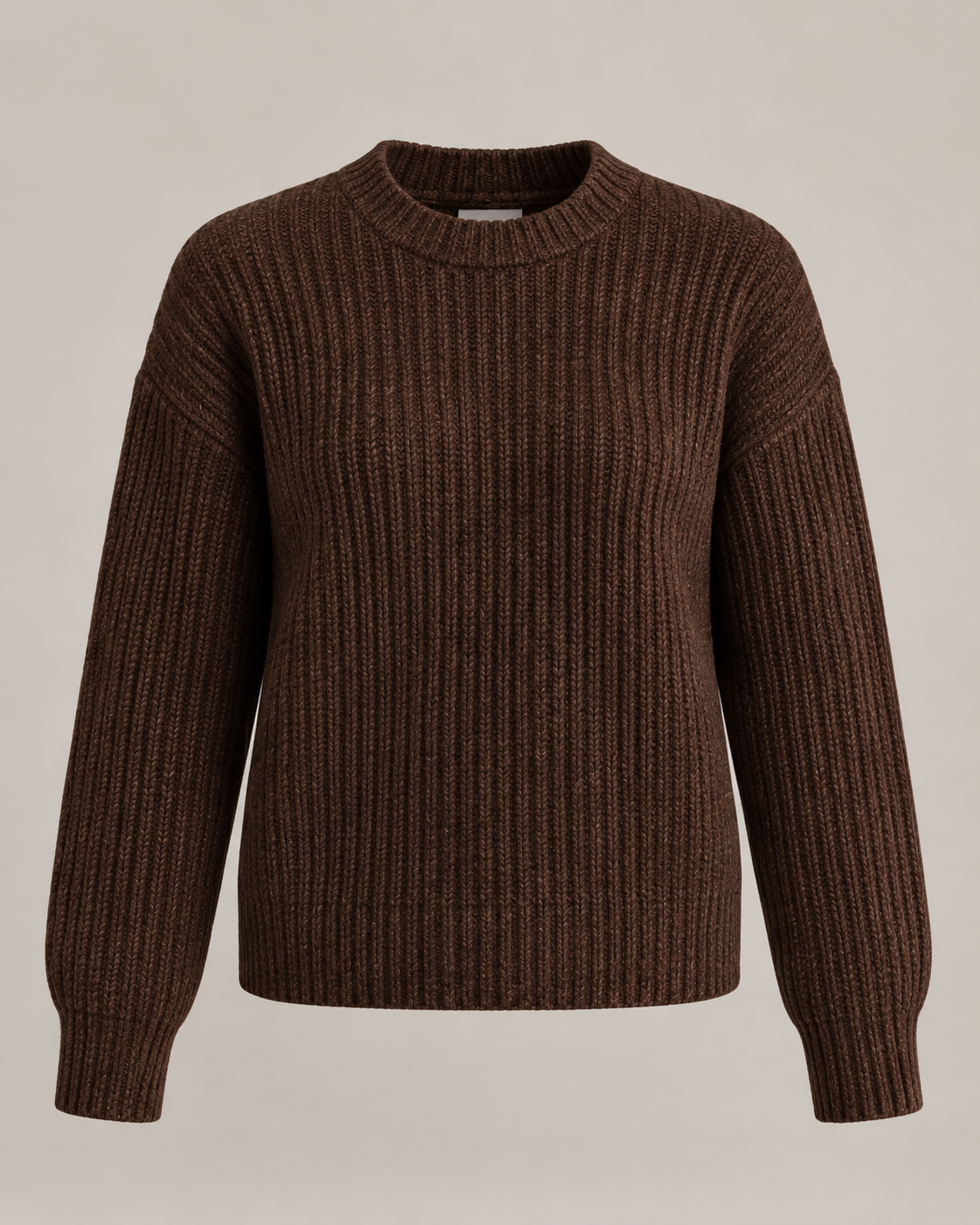 Ribbed Wool-Blend Jumper in Dark chocolate — Front