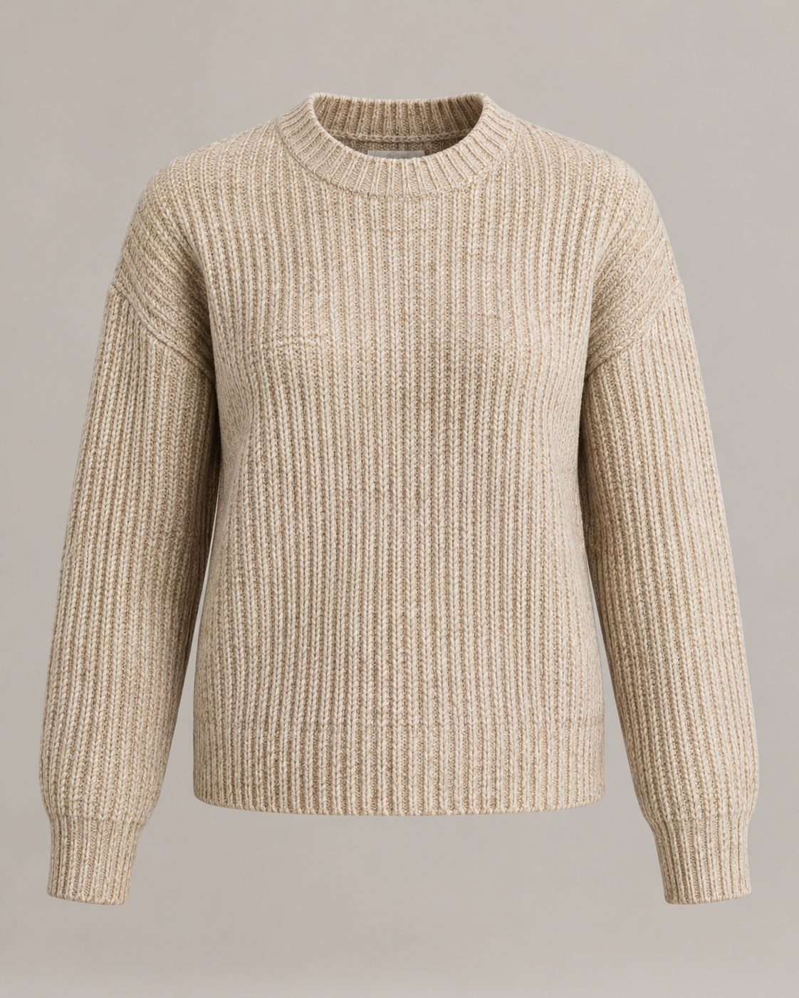 Ribbed Wool-Blend Jumper in Oatmeal — Front