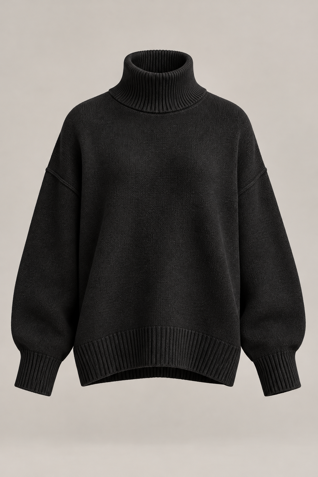 Oversized Roll Neck in Ink black — Front