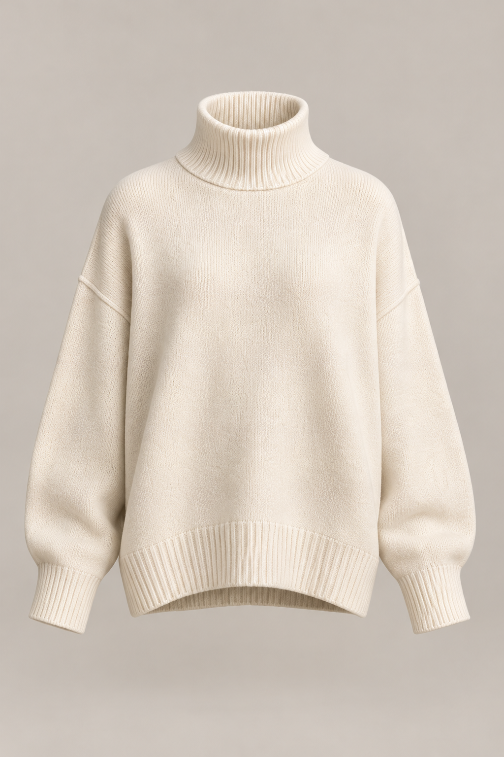 Oversized Roll Neck in Ivory — Front