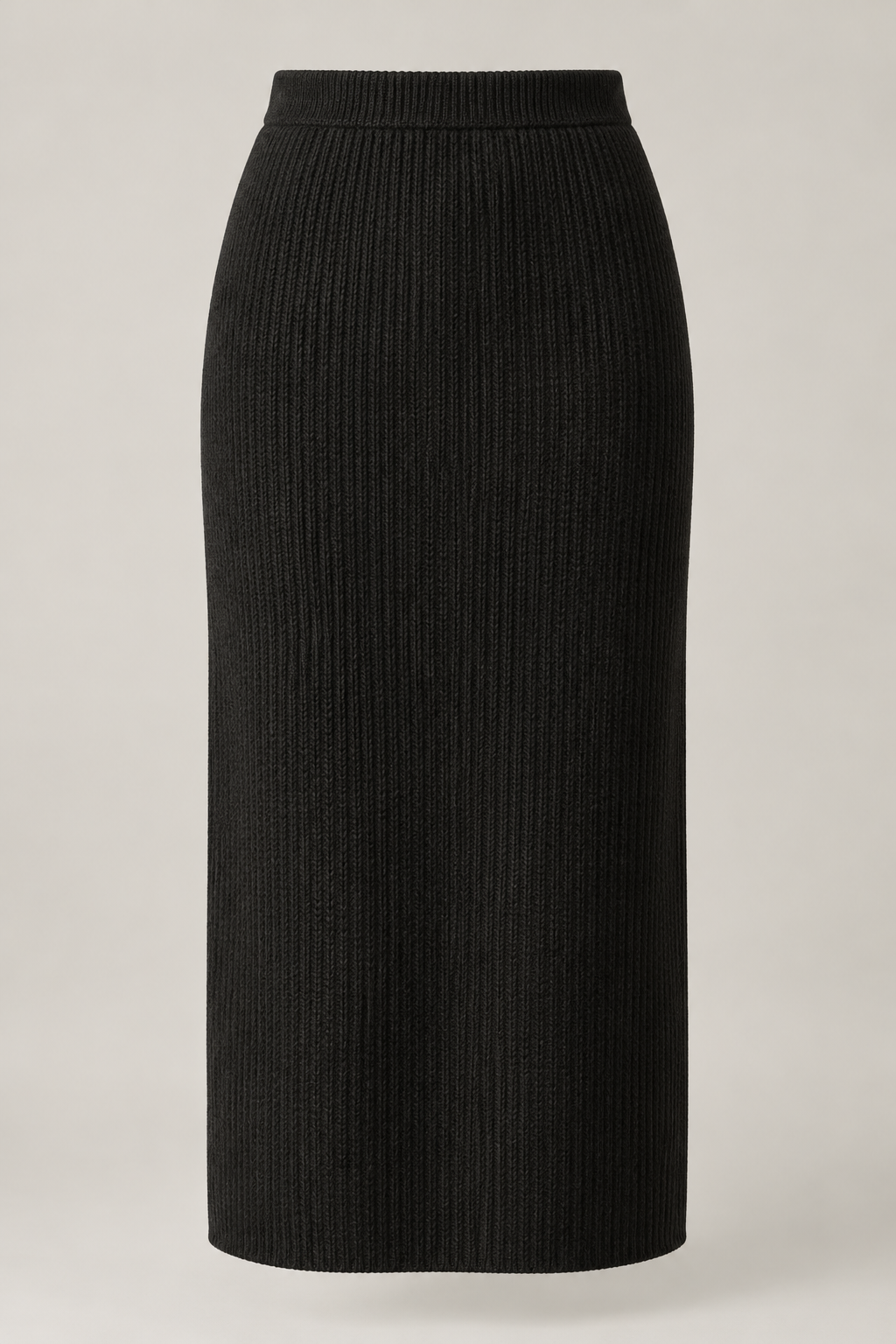 Column Knit Skirt in Ink black — Front