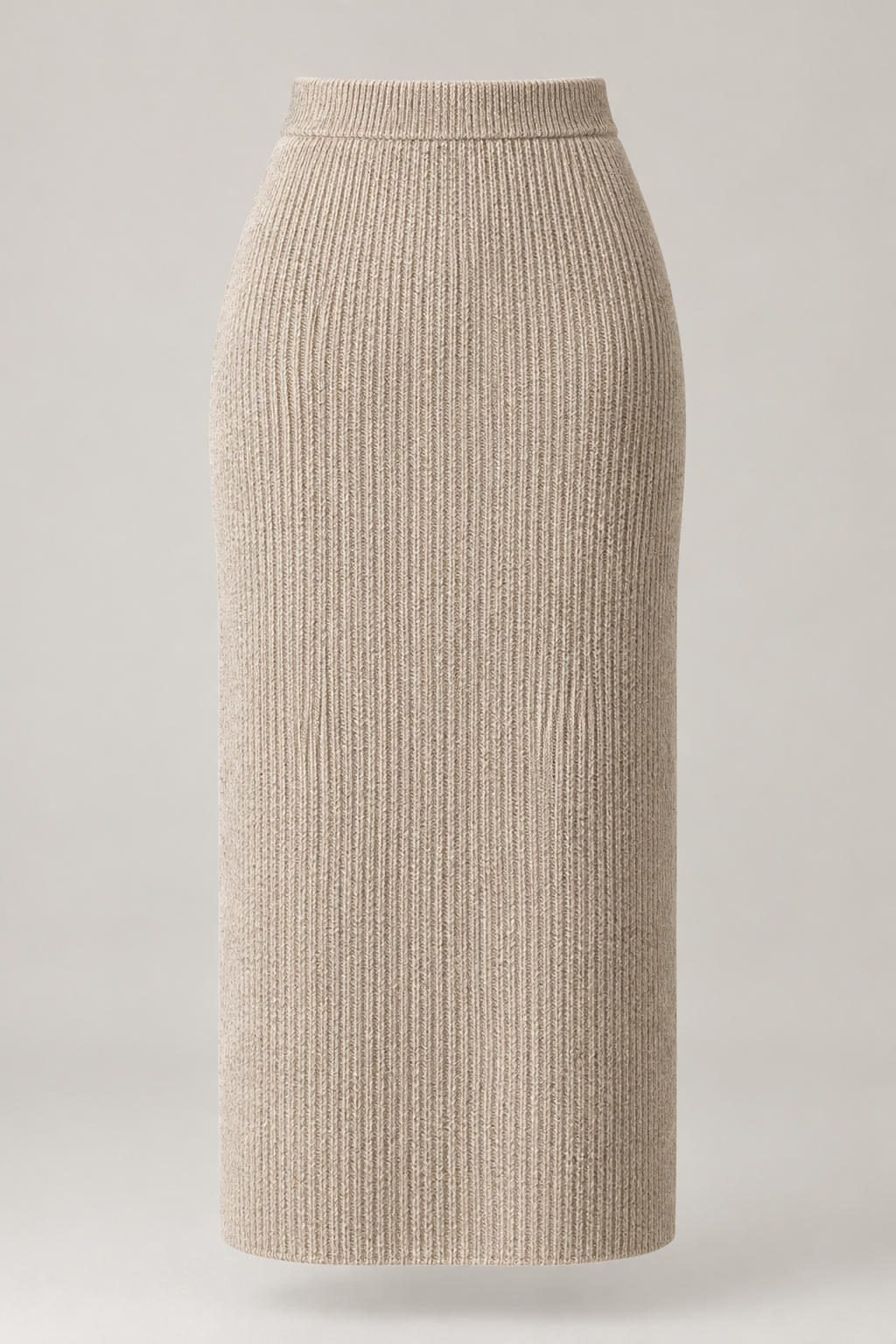 Column Knit Skirt in Oatmeal — Front