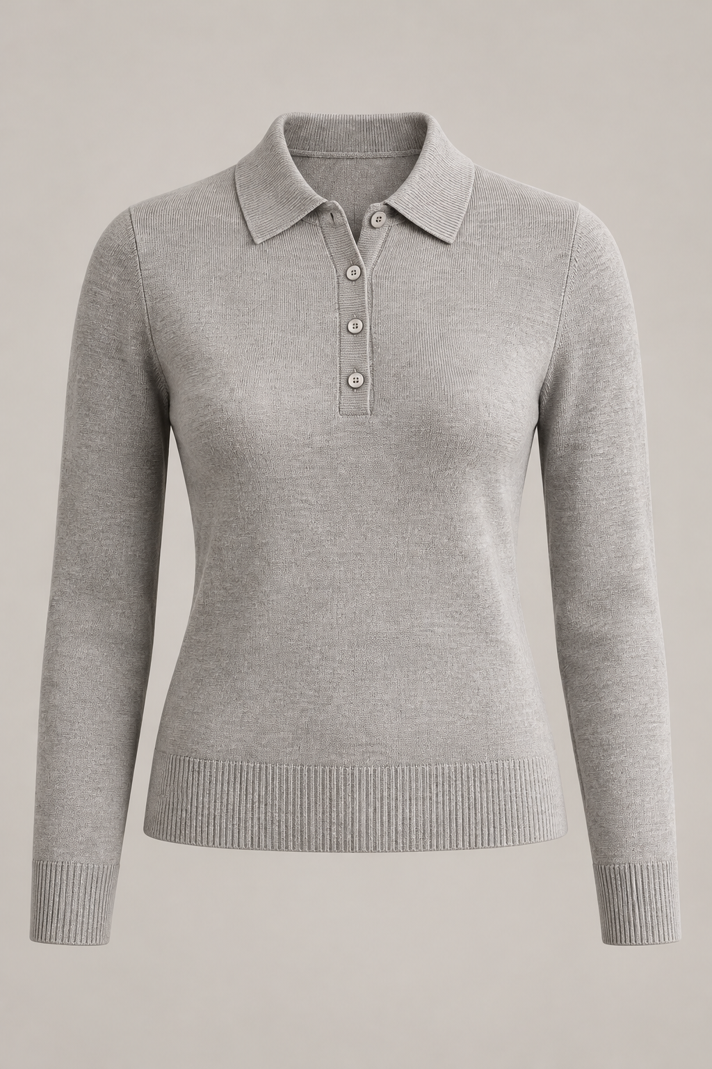 Merino-Blend Polo in Dove grey — Front