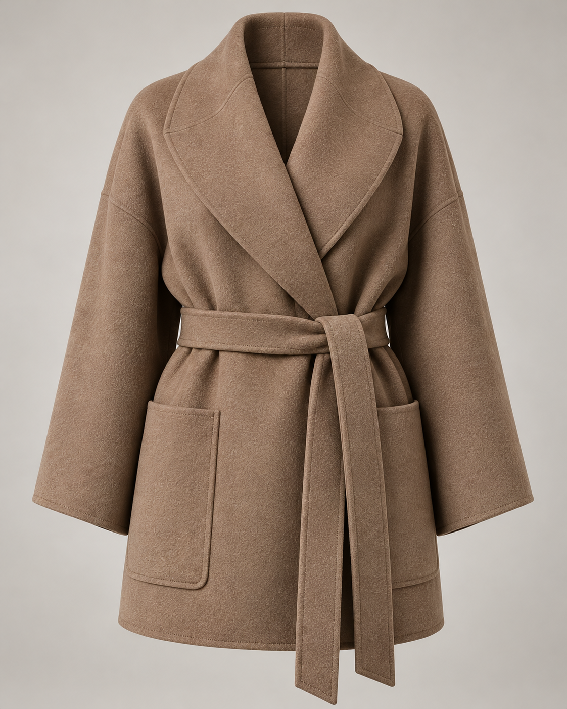 Double-Faced Wrap Jacket in Warm taupe — Front