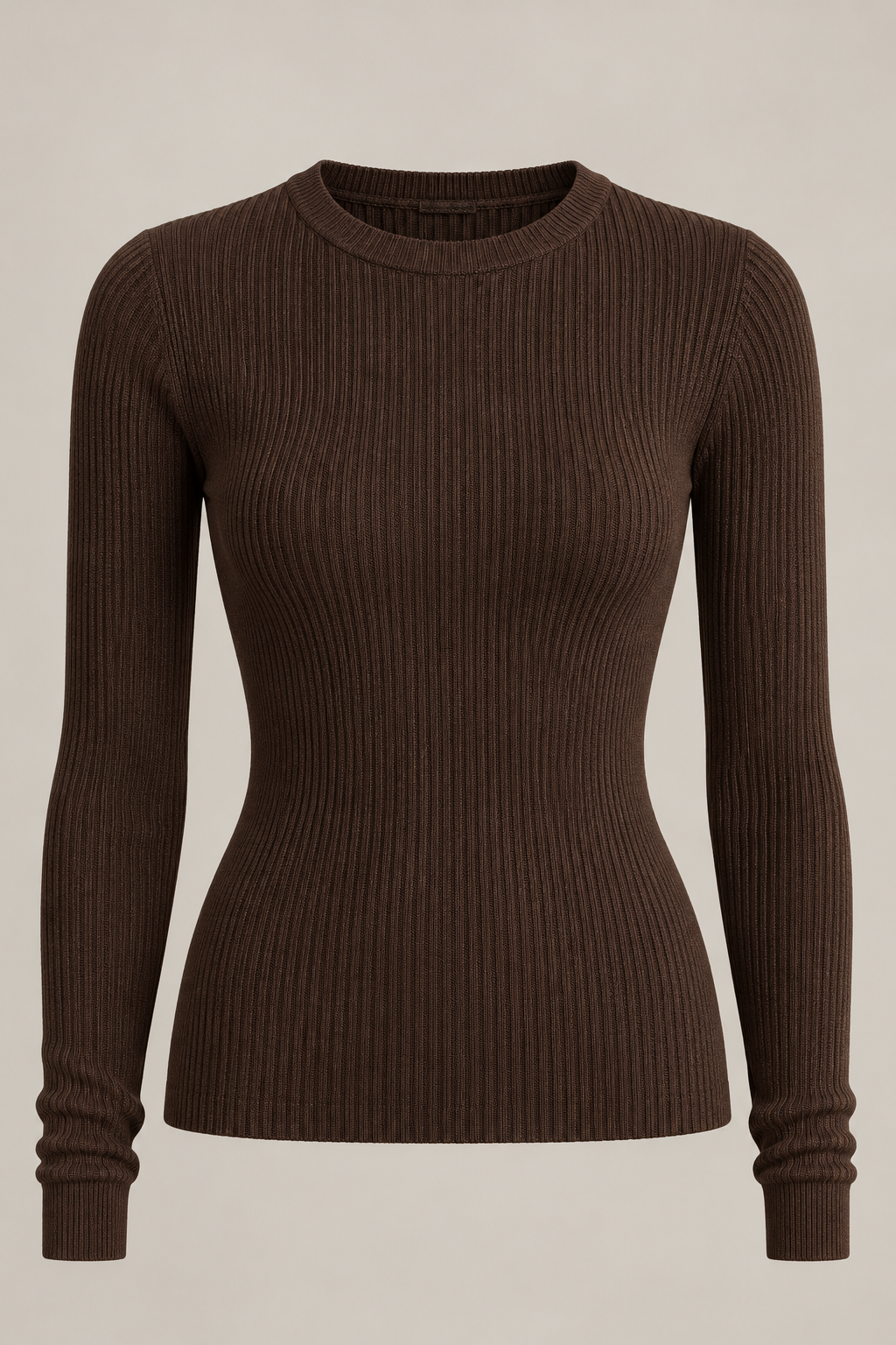 Fine Knit Long Sleeve in Dark chocolate — Front