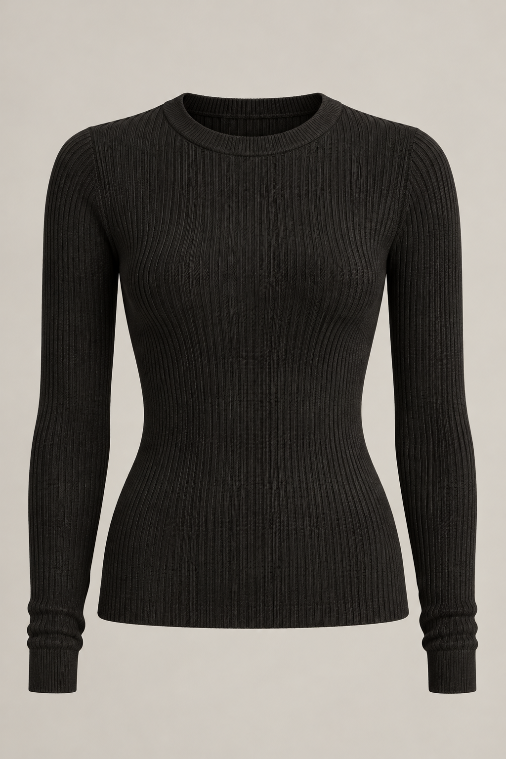 Fine Knit Long Sleeve in Ink black — Front