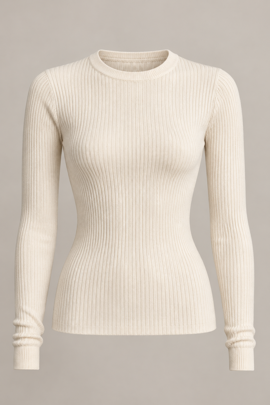 Fine Knit Long Sleeve in Ivory — Front