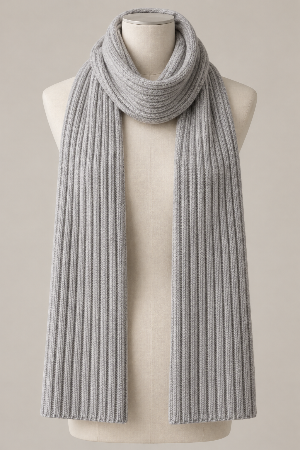 Wide Rib Scarf in Dove grey — Front