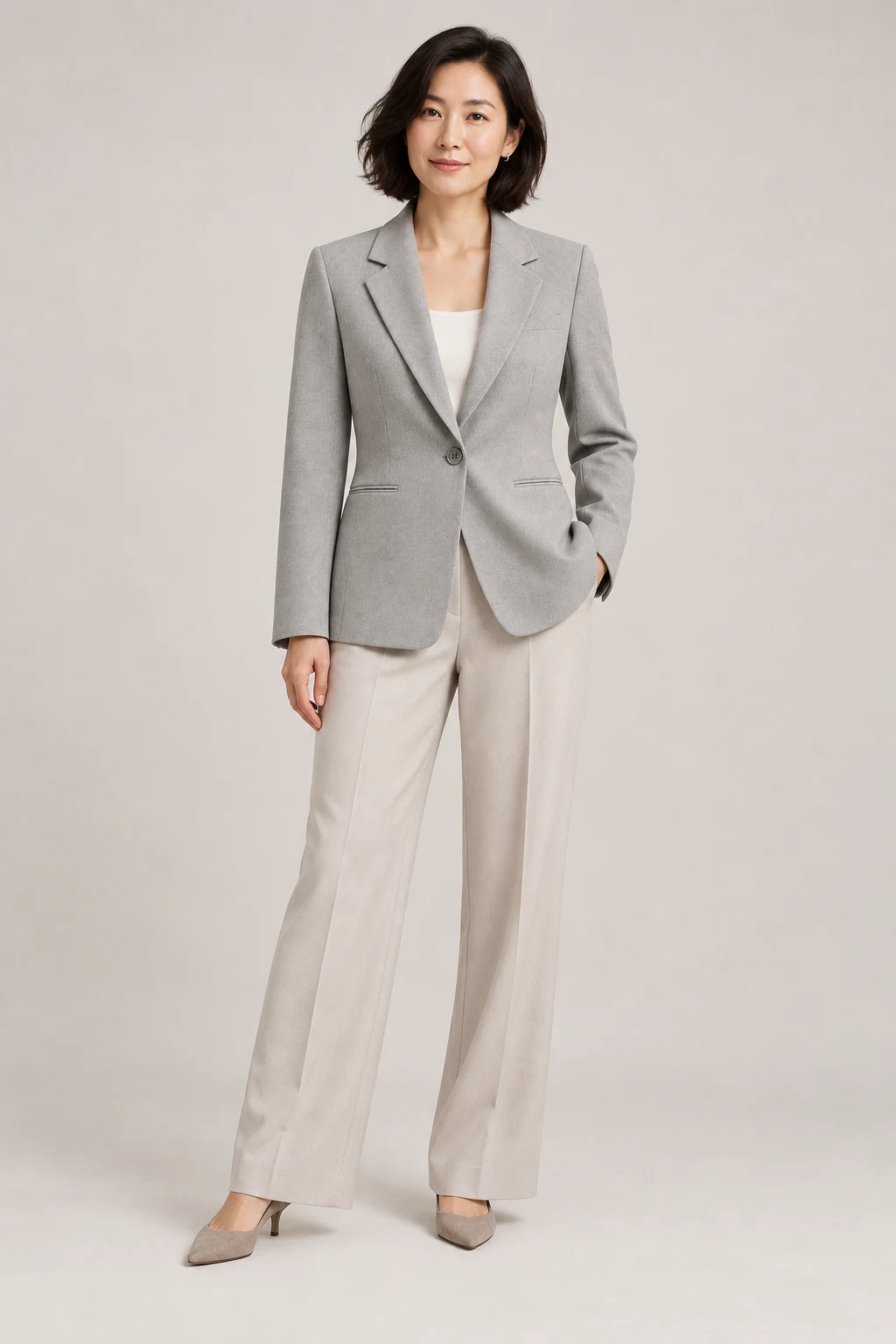Single-Breasted Blazer in Dove grey — On model