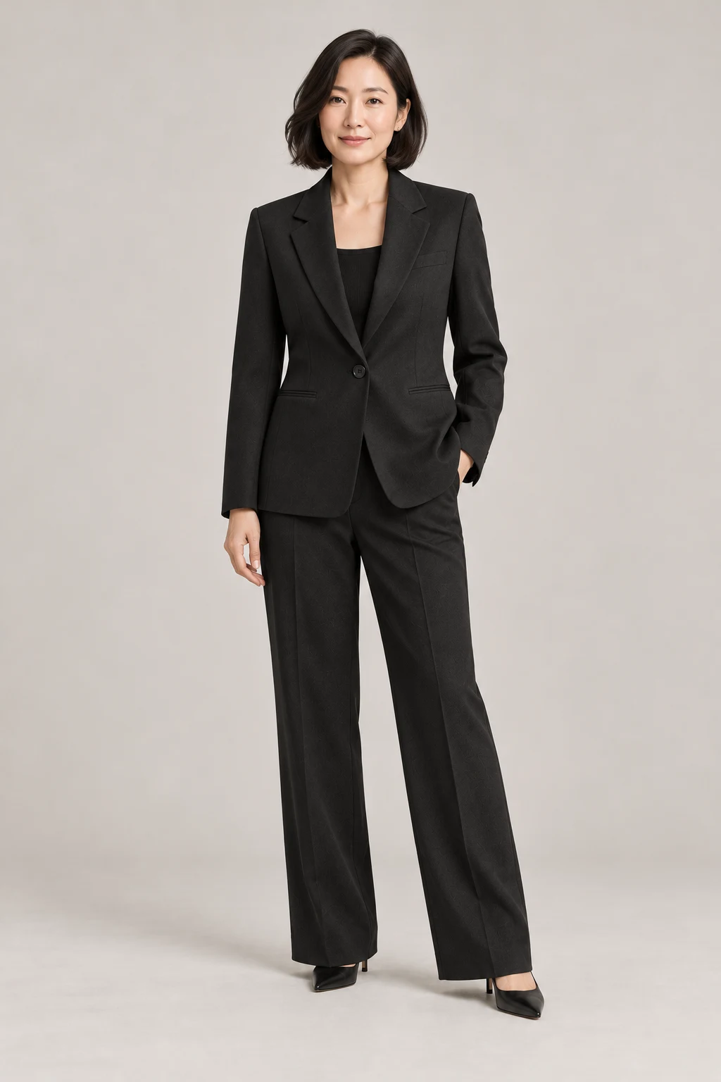 Single-Breasted Blazer in Ink black — On model