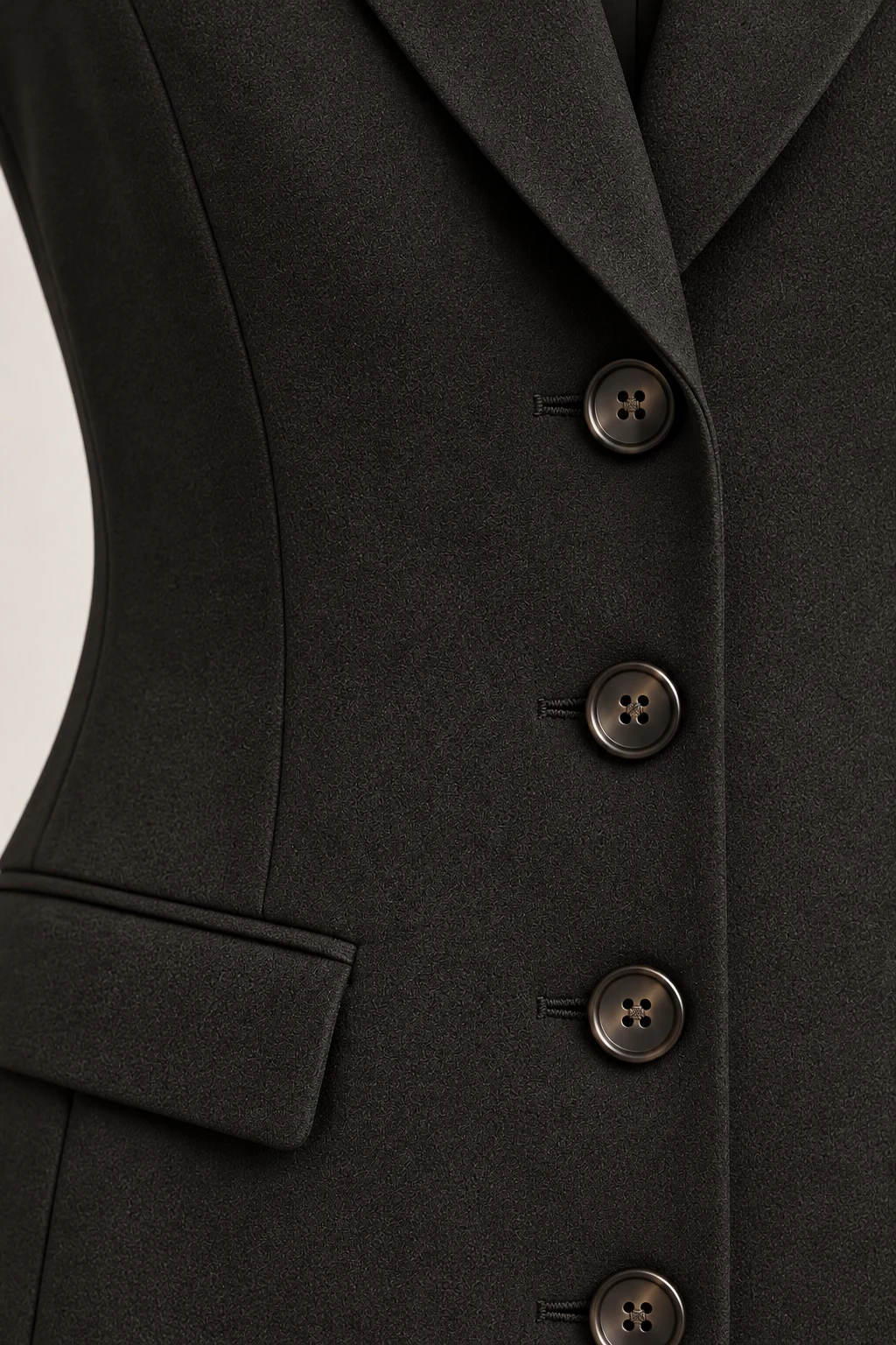 Longline Tailored Waistcoat in Ink black — Material detail