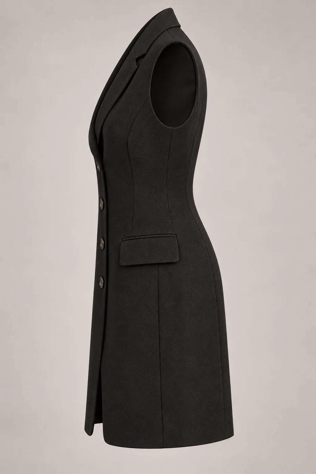 Longline Tailored Waistcoat in Ink black — Left side