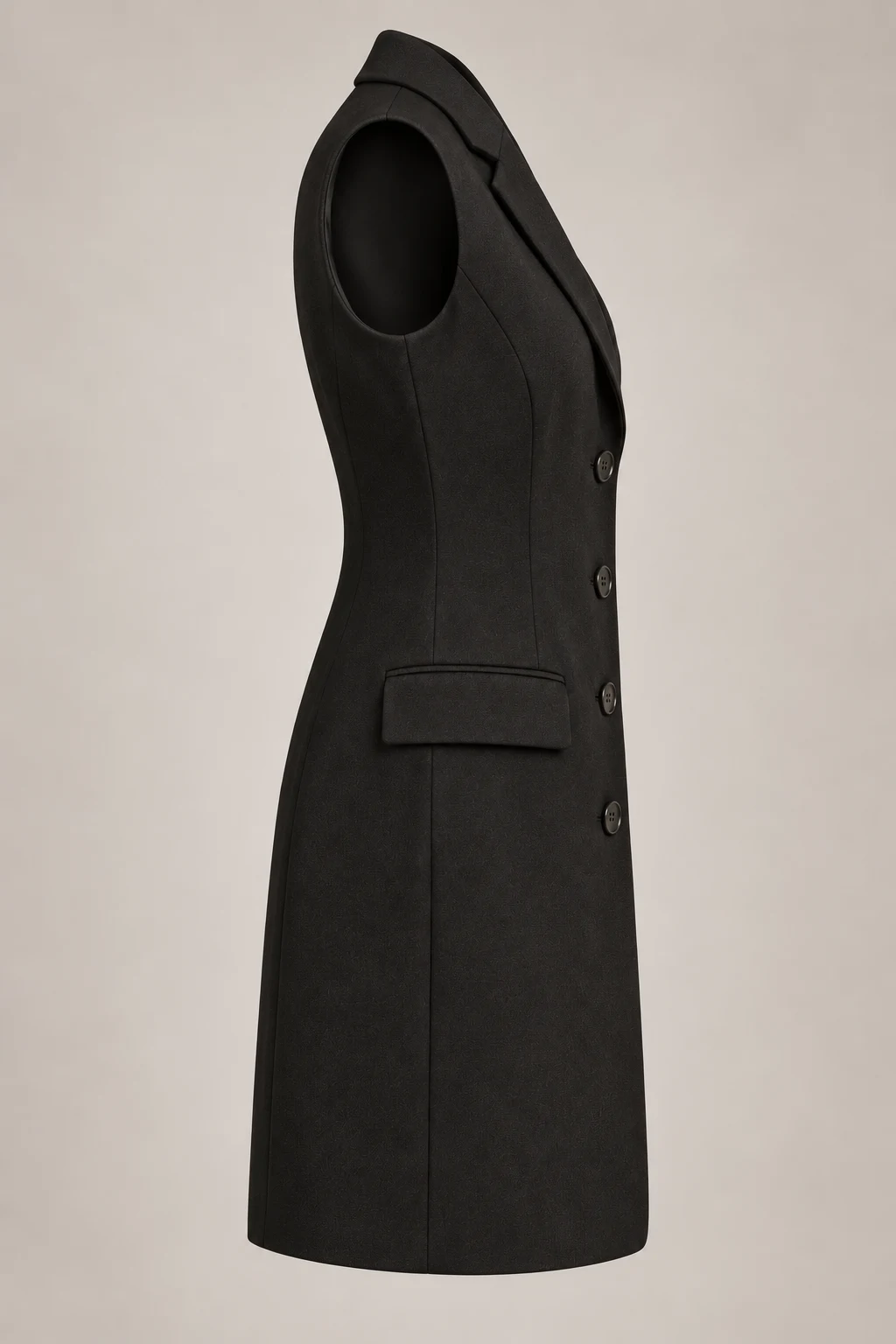 Longline Tailored Waistcoat in Ink black — Right side