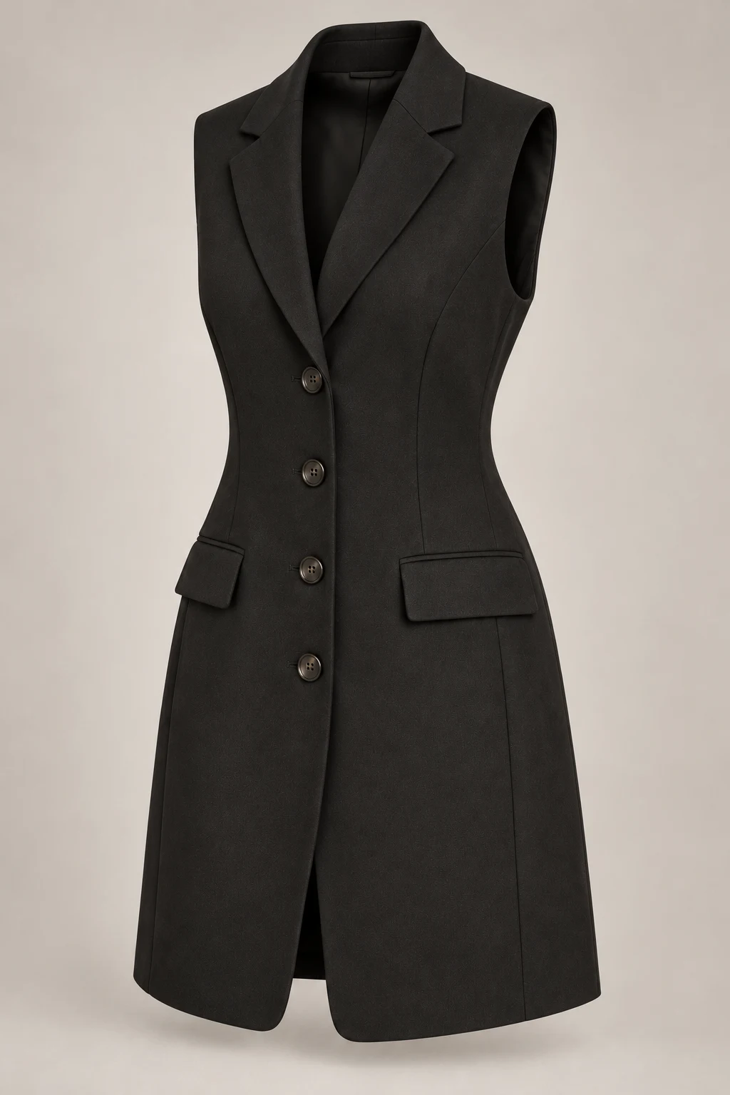 Longline Tailored Waistcoat in Ink black — Three-quarter