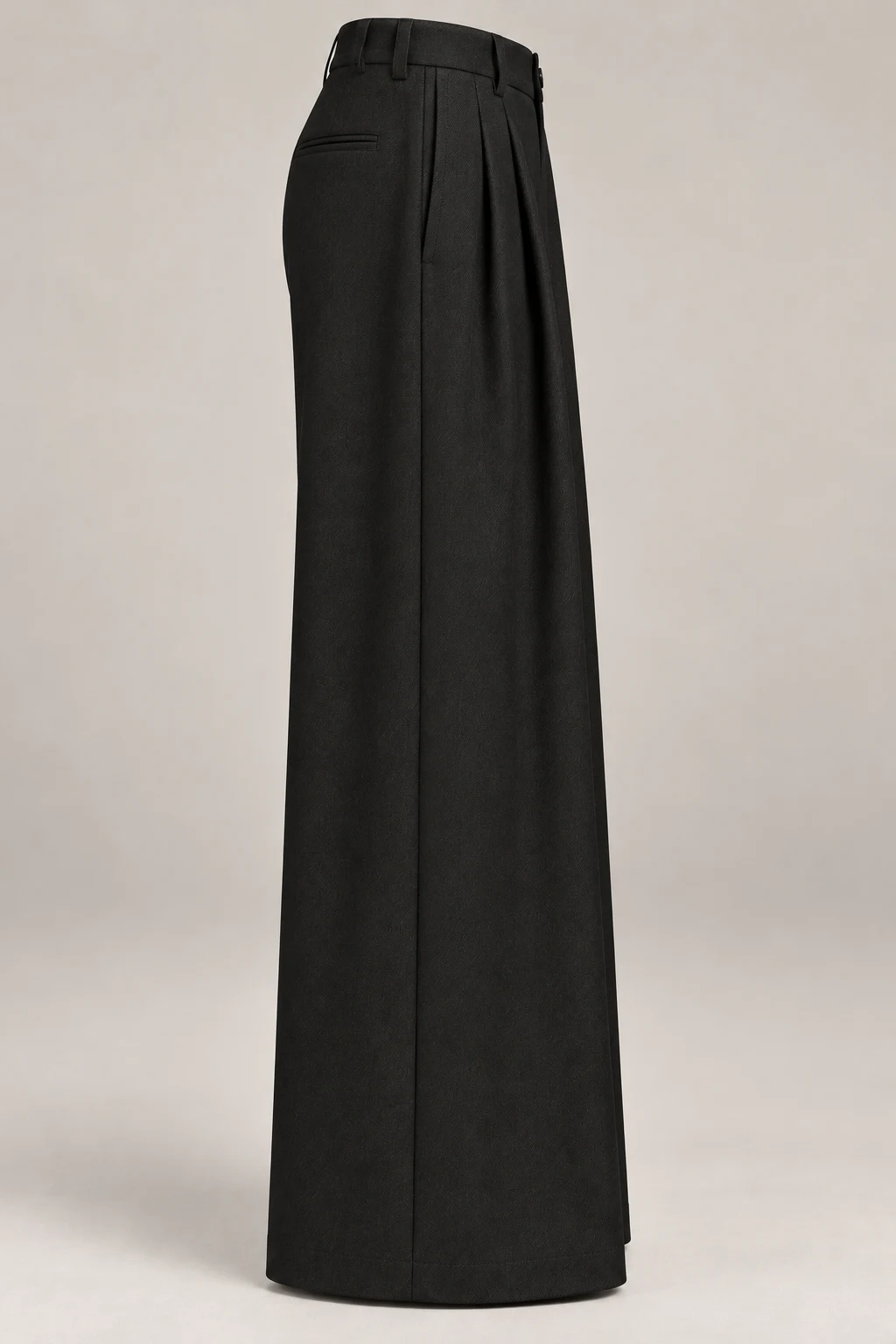 Pleated Wide-Leg Trouser in Ink black — Right side