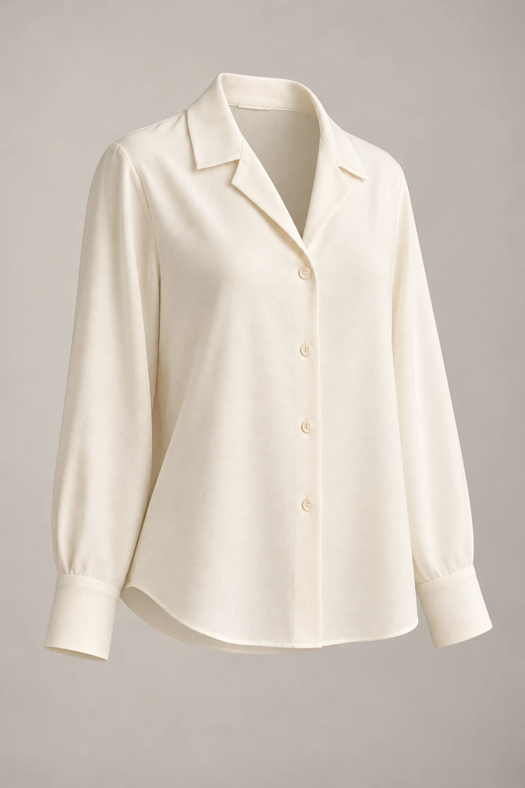 Fluid Collar Blouse in Ivory — Three-quarter