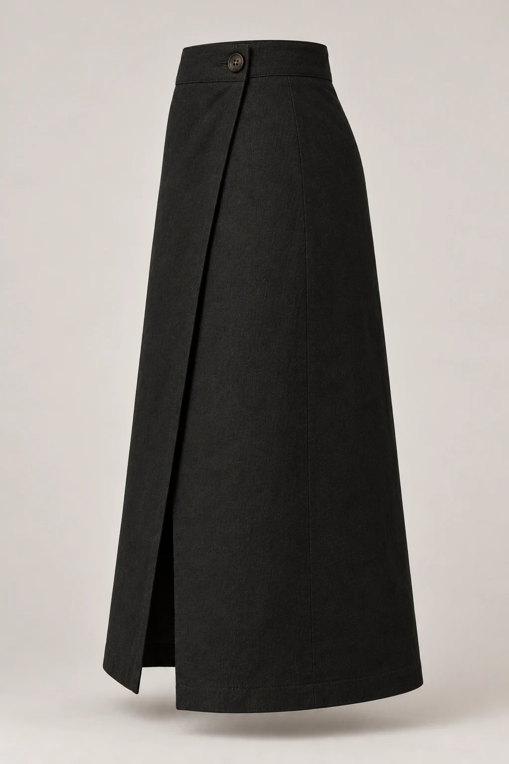 Wrap Midi Skirt in Ink black — Left side