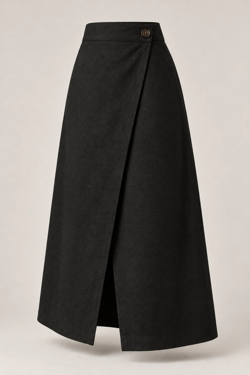 Wrap Midi Skirt in Ink black — Three-quarter