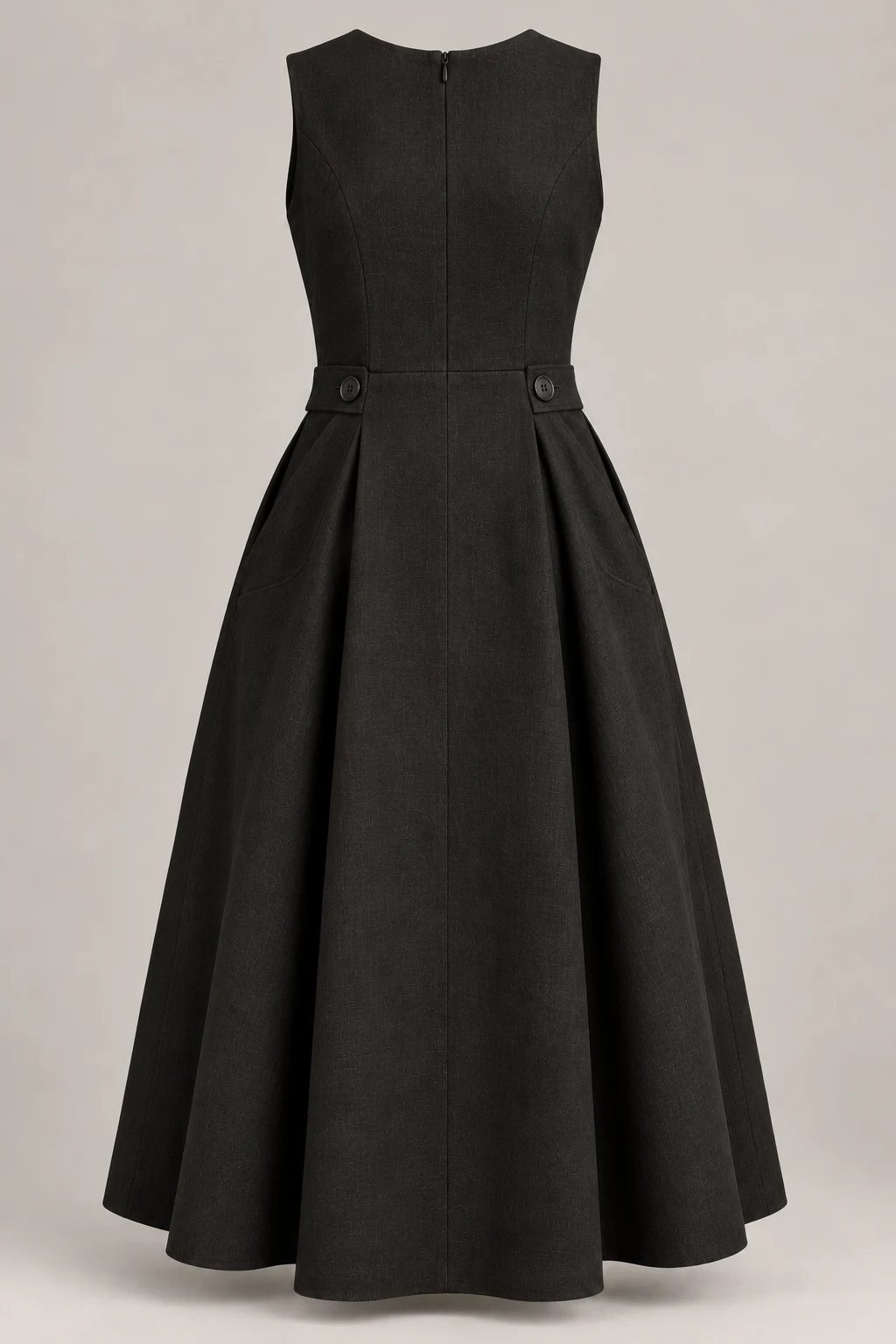 Sculpted Midi Dress in Ink black — Back