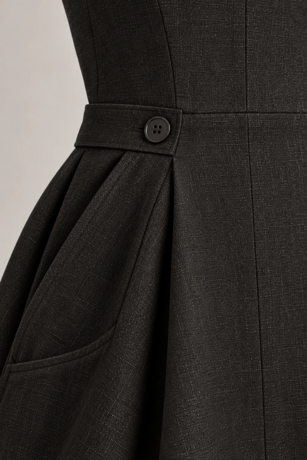 Sculpted Midi Dress in Ink black — Material detail