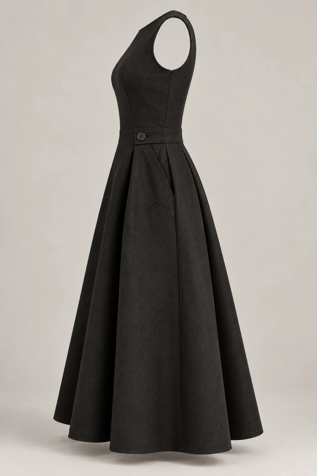 Sculpted Midi Dress in Ink black — Left side