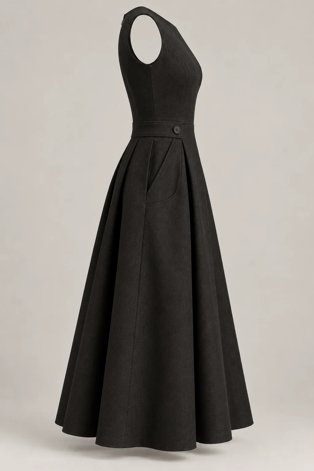 Sculpted Midi Dress in Ink black — Right side