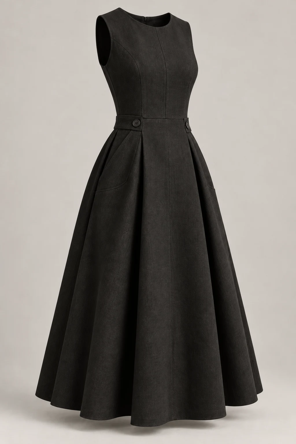Sculpted Midi Dress in Ink black — Three-quarter