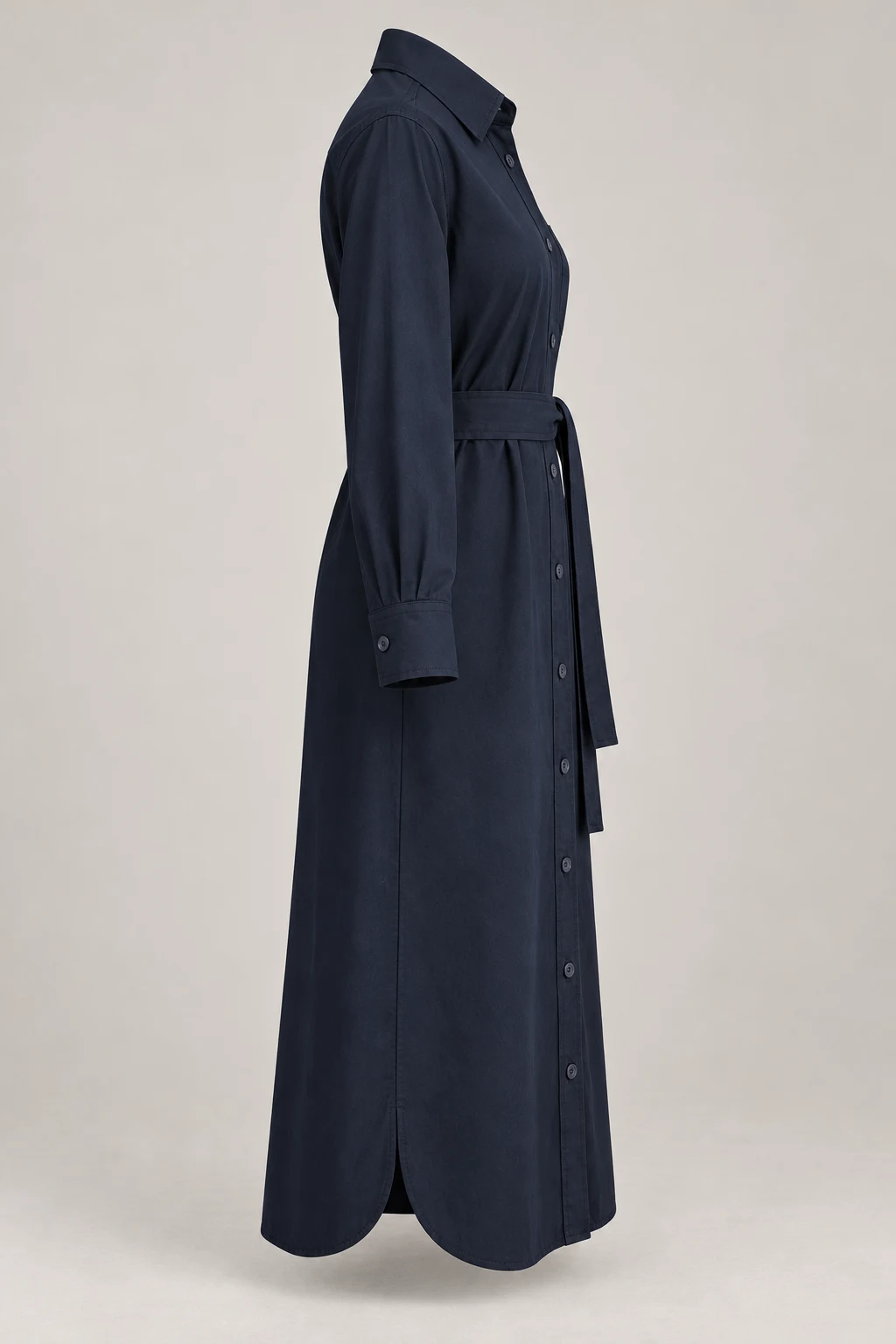 Belted Shirt Dress in Midnight navy — Right side
