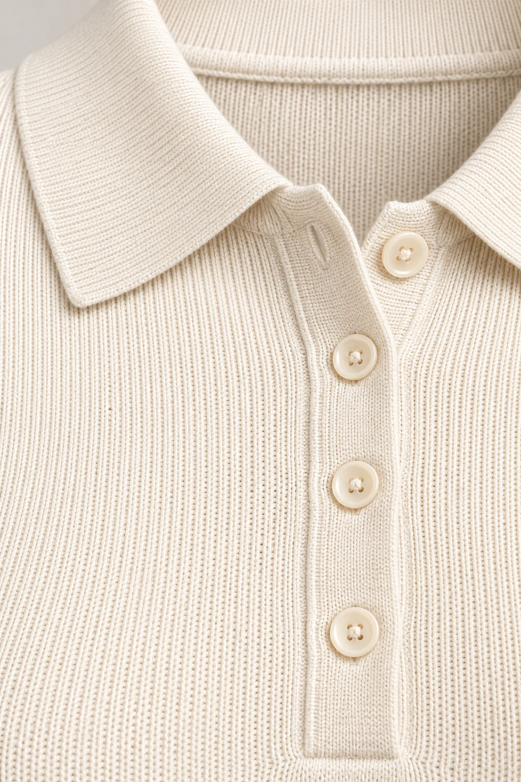 Compact Knit Polo in Chalk — Material detail
