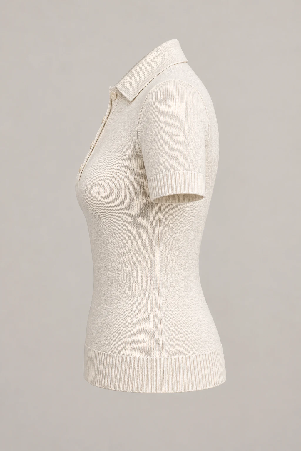 Compact Knit Polo in Chalk — Left side