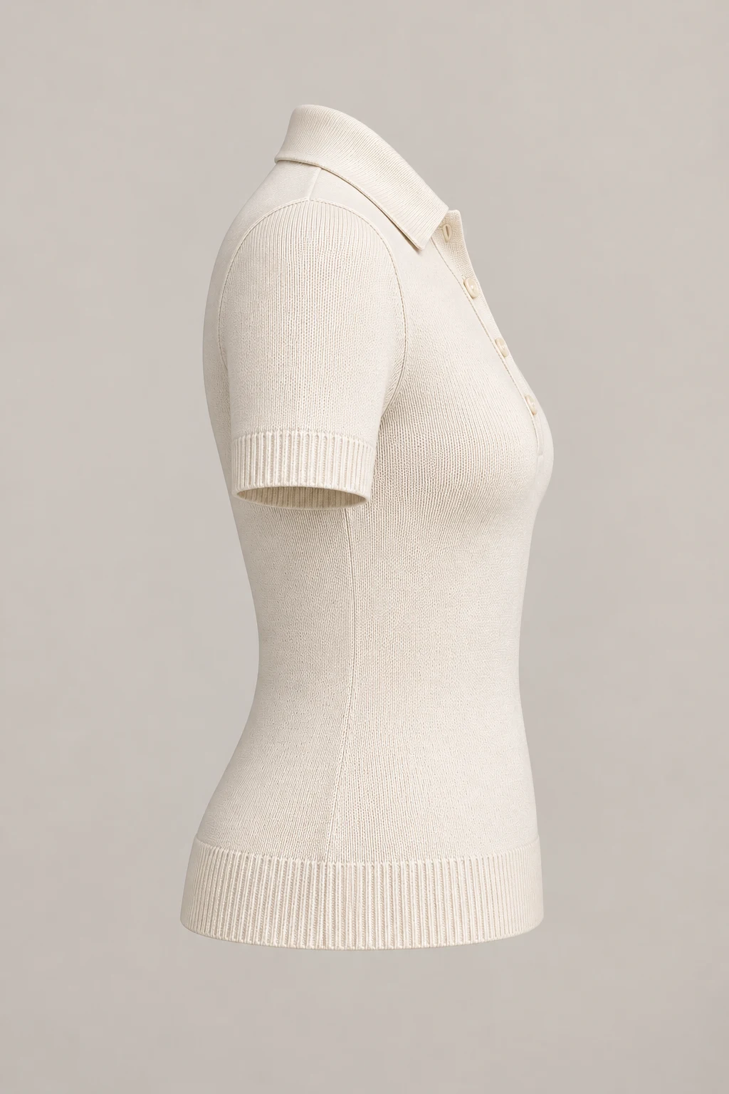 Compact Knit Polo in Chalk — Right side